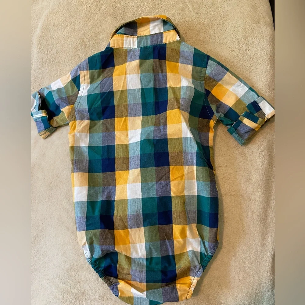 American Hawk Plaid Baby Romper 3-6M